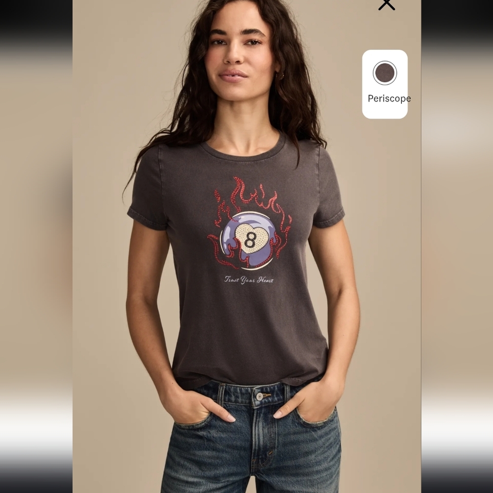 Lucky Brand Periscope Gray Graphic 8-Ball Tee